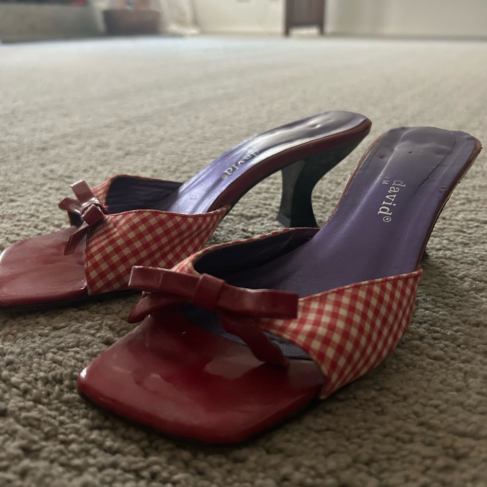 Red Checkered Women's Heels